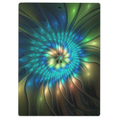 Leuchtende Fantasie-Blume, buntes Abstraktes Frakt Klemmbrett (Rückseite)