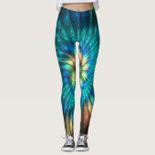 Leuchtende Fantasie-Blume, buntes Abstraktes Frakt Leggings (Vorderseite)