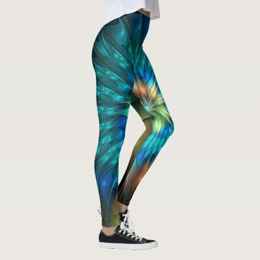 Leuchtende Fantasie-Blume, buntes Abstraktes Frakt Leggings (Rechts)