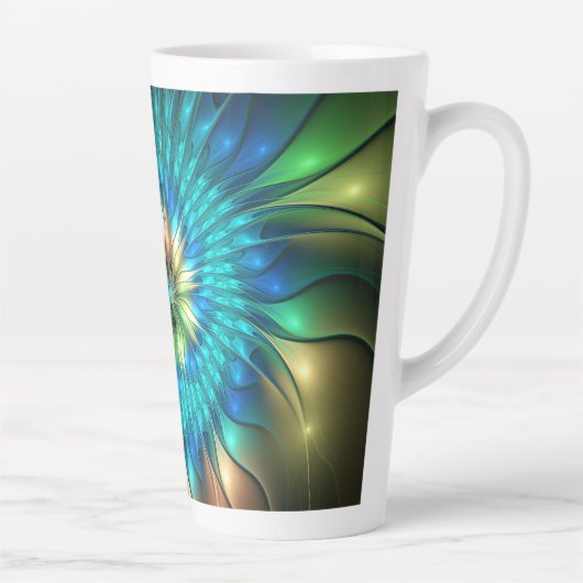 Leuchtende Fantasie-Blume, buntes Abstraktes Frakt Milchtasse (Rechts)