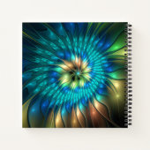 Leuchtende Fantasie-Blume, buntes Abstraktes Frakt Notizblock (Rückseite)