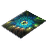 Leuchtende Fantasie-Blume, buntes Abstraktes Frakt Notizblock (Linke Seite)