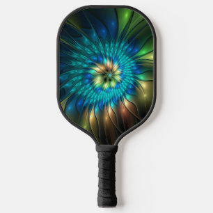 Leuchtende Fantasie-Blume, buntes Abstraktes Frakt Pickleball Schläger