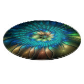 Leuchtende Fantasie-Blume, buntes Abstraktes Frakt Schneidebrett (Ecke)