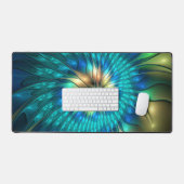 Leuchtende Fantasie-Blume, buntes Abstraktes Frakt Schreibtischunterlage (Tastatur & Maus)