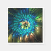 Leuchtende Fantasie-Blume, buntes Abstraktes Frakt Serviette (Vorderseite)