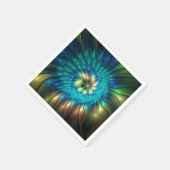 Leuchtende Fantasie-Blume, buntes Abstraktes Frakt Serviette (Ecke)