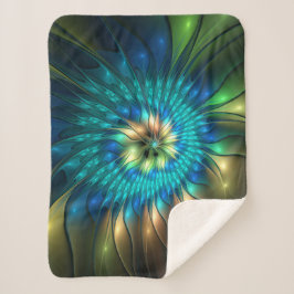 Leuchtende Fantasie-Blume, buntes Abstraktes Frakt Sherpadecke