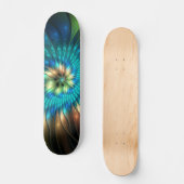 Leuchtende Fantasie-Blume, buntes Abstraktes Frakt Skateboard (Vorderseite)