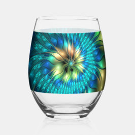 Leuchtende Fantasie-Blume, buntes Abstraktes Frakt Weinglas Ohne Stiel