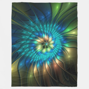 Leuchtende Fantasy-Blume, farbenfrohes abstraktes Fleecedecke