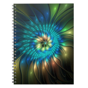 Leuchtende Fantasy-Blume, farbenfrohes abstraktes  Notizblock