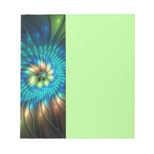 Leuchtende Fantasy-Blume, farbenfrohes abstraktes  Notizblock