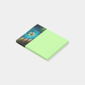 Leuchtende Fantasy-Blume, farbenfrohes abstraktes Post-it Klebezettel (angewinkelt)