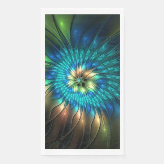 Leuchtende Fantasy-Blume, farbenfrohes abstraktes Serviette (Vorderseite)