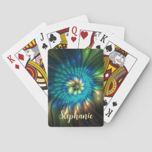 Leuchtende Fantasy-Blume, farbenfrohes abstraktes  Spielkarten
