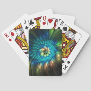 Leuchtende Fantasy-Blume, farbenfrohes abstraktes  Spielkarten