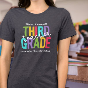 Leuchtende Farben Dritte Klasse Lehrer Name hinzuf T-Shirt