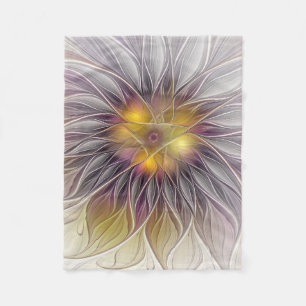 Leuchtende farbenfrohe Blume, abstrakter moderner Fleecedecke