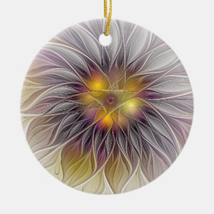 Leuchtende farbenfrohe Blume, abstrakter moderner Keramik Ornament