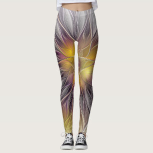 Leuchtende farbenfrohe Blume, abstrakter moderner  Leggings