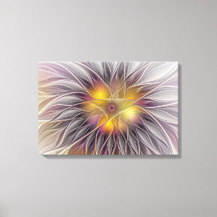 Leuchtende farbenfrohe Blume, abstrakter moderner Leinwanddruck