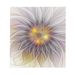 Leuchtende farbenfrohe Blume, abstrakter moderner  Notizblock