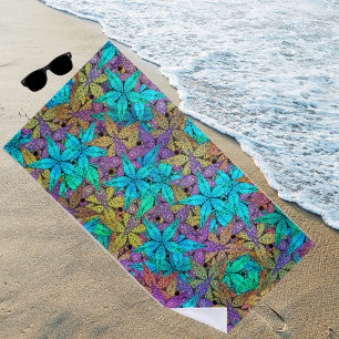 Leuchtende, farbenfrohe Sterne - cool Strandtuch