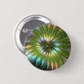 Leuchtende Farbige Fantasy-Blumen-Fraktal-Kunst Button (Vorne & Hinten)
