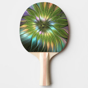 Leuchtende Farbige Fantasy-Blumen-Fraktal-Kunst Tischtennis Schläger