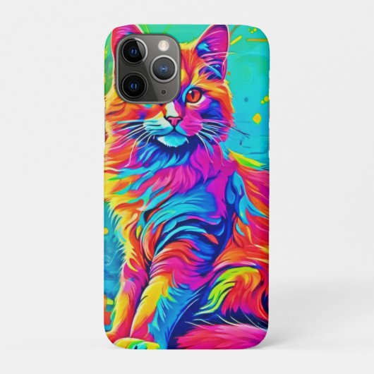 Leuchtende Feline: farbenfrohe Neonkatze Case-Mate iPhone Hülle (Rückseite)