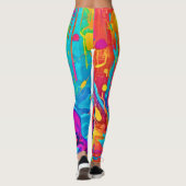 Leuchtende Feline: farbenfrohe Neonkatze Leggings (Rückseite)