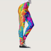 Leuchtende Feline: farbenfrohe Neonkatze Leggings (Rechts)