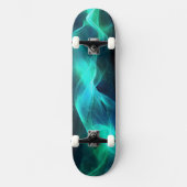 Leuchtende Formen in blau-grün und schwarz Skateboard (Vorderseite)