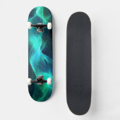 Leuchtende Formen in blau-grün und schwarz Skateboard (Vorderseite)