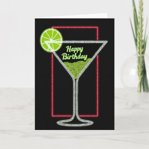Leuchtende Geburtstags-Cocktail-Karte Karte