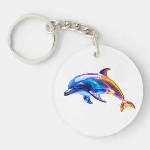 Leuchtende Glas-Delfin-Kunst Schlüsselanhänger