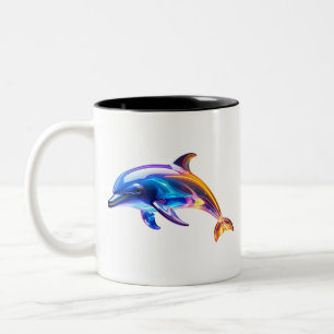 Leuchtende Glas-Delfin-Kunst Zweifarbige Tasse