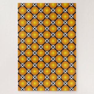 Leuchtende goldene Punkte Schwarz-Weiß-Gittermuste Puzzle