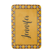 Leuchtende goldene Punkte Schwarz-weißer Musternam Badematte (Vorderseite Vertikal)