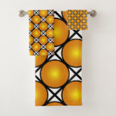 Leuchtende goldene Punkte Schwarz-weißes Gittermus Badhandtuch Set (Insitu)