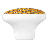 Leuchtende goldene Punkte Schwarz-weißes Gittermus Keramikknauf (Seitenansicht)