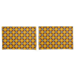 Leuchtende goldene Punkte Schwarz-weißes Gittermus Kissenbezug