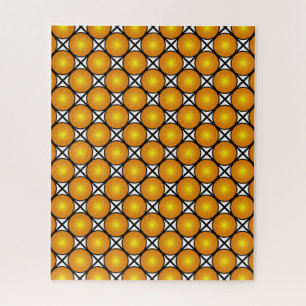 Leuchtende goldene Punkte Schwarz-weißes Gittermus Puzzle