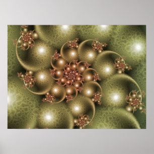 Leuchtende goldene Spirale Poster