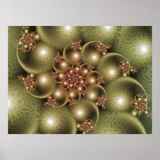 Leuchtende goldene Spirale Poster (Vorne)