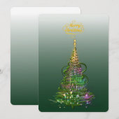 Leuchtende grüne Festtags-Weihnachtsbaum Weihnacht Einladung (Vorne/Hinten)