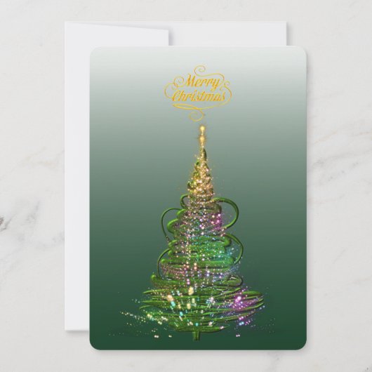 Leuchtende grüne Festtags-Weihnachtsbaum Weihnacht Einladung (Vorderseite)