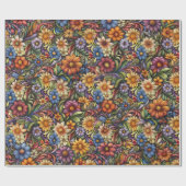 Leuchtende Herbstblüten Geschenkpapier (Flach)