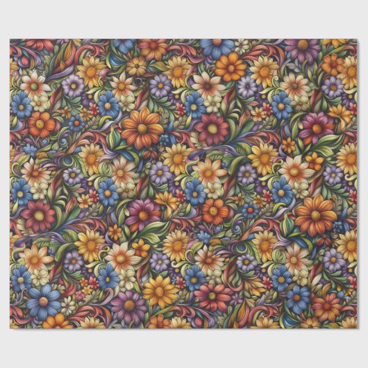 Leuchtende Herbstblüten Geschenkpapier (Flach)